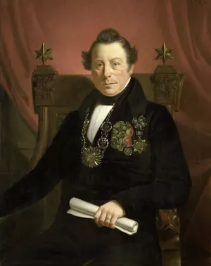 Portrait of Coenraad van Hulst, Actor, as President of the Arts-Promoting Company VW in Amsterdam Oil painting by Jan Cornelis Van Rossum
