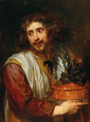 A Young Man With A Bird Pie Oil painting by Jan Cossiers