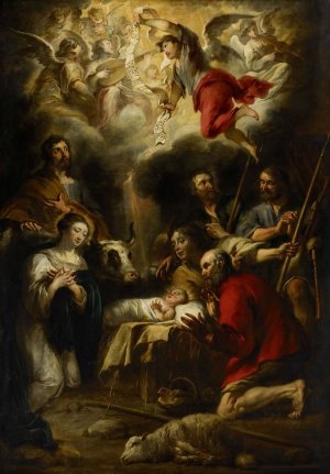 The Adoration of the Shepherds by Jan Cossiers Oil Painting