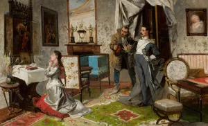 Uhlan's homecoming Oil painting by Jan Czeslaw Moniuszko