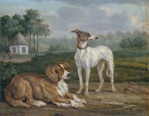 Two Dogs by Jan Dasveldt Oil Painting