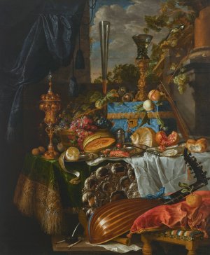 A banquet still life by Jan Davidsz De Heem Oil Painting