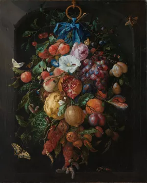 Festoon of Fruit and Flowers by Jan Davidsz De Heem Oil Painting