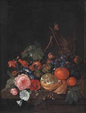 Flowers And Fruit by Jan Davidsz De Heem Oil Painting