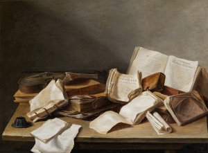 Still Life with Books and a Violin by Jan Davidsz De Heem Oil Painting