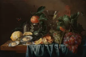 Still Life with Oysters and Grapes by Jan Davidsz De Heem Oil Painting
