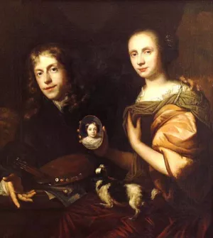 Self-Portrait with His Wife, Maria de Kinderen by Jan De Baen - Oil Painting Reproduction