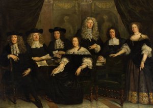 Vijf regenten en twee regentessen van het Spin- en Nieuwe Werkhuis by Jan De Baen Oil Painting