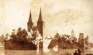 The Oostpoort East Gate at Delft by Jan De Bisschop Oil Painting