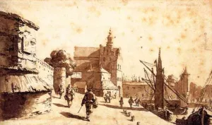 The Schiedam Gate at Delft by Jan De Bisschop Oil Painting