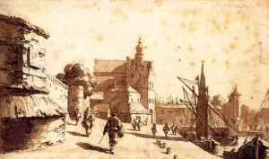 The Schiedam Gate at Delft Oil painting by Jan De Bisschop