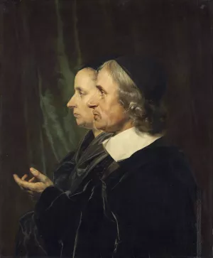 Portrait of the Artist's Parents,Salomon de Bray and Anna Westerbaen by Jan De Bray Oil Painting