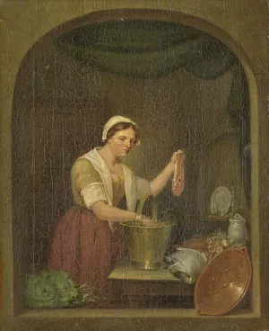 The Kitchen Maid by Jan De Ruyter Oil Painting