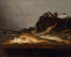 Still Life with Fish by Jan Dirven Oil Painting