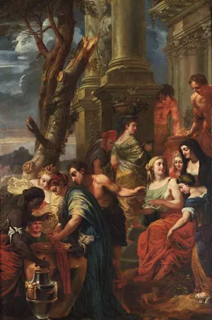 Thetis Dips Achilles in a Vase with Water from the Styx by Jan-Erasmus Quellinus - Oil Painting Reproduction