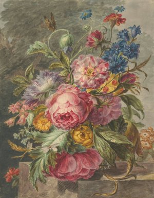 Stilleven met bloemen by Jan Evert Morel Oil Painting