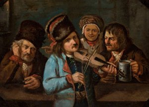 In a Tavern by Jan Feliks Piwarski Oil Painting