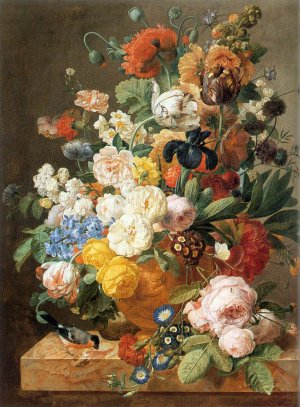 Bouquet of Flowers in a Sculpted Vase by Jan Frans Eliaerts Oil Painting