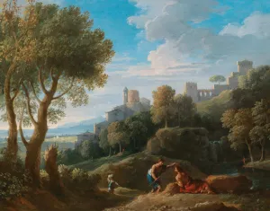 A Campagna landscape by Jan Frans Van Bloemen Oil Painting