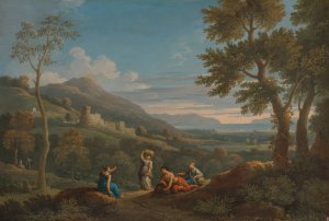 A Classical Landscape With Peasants In The Foreground by Jan Frans Van Bloemen Oil Painting