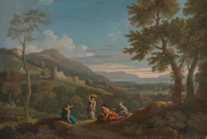 A Classical Landscape With Peasants In The Foreground by Jan Frans Van Bloemen Oil Painting