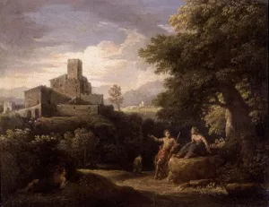 Arcadian Landscape painting by Jan Frans Van Bloemen