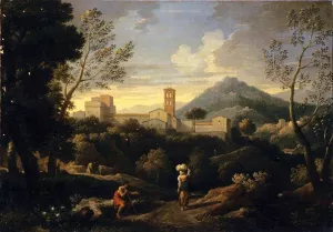 Classical Landscape with Figures by Jan Frans Van Bloemen Oil Painting