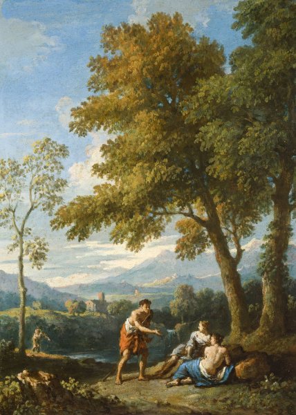 Main Product Photo of View of the Roman Campagna with Figures Conversing  Painting by Jan Frans Van Bloemen