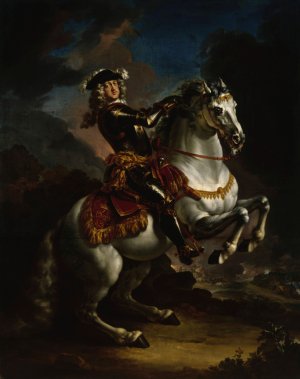 Elector Johann Wilhelm von Pfalz-Neuburg on Horseback by Jan Frans Van Douven Oil Painting