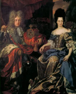 Elector Palatine Johann Wilhelm von Pfalz-Neuburg and Anna Maria Luisa de' Medici by Jan Frans Van Douven - Oil Painting Reproduction