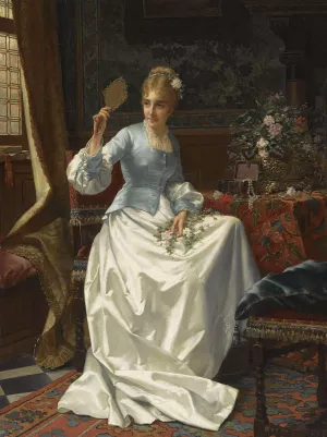 A beauty in an interior by Jan Frederik Pieter Portielje Oil Painting