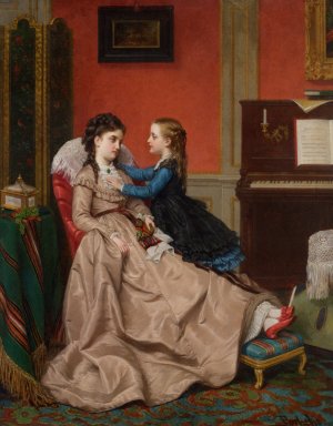 Mothers Darling by Jan Frederik Pieter Portielje Oil Painting
