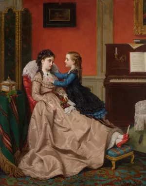 Mothers Darling by Jan Frederik Pieter Portielje Oil Painting
