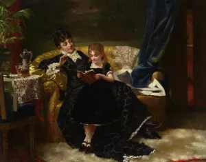 Reading Together painting by Jan Frederik Pieter Portielje