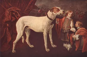 Big Dog, Dwarf and Boy Oil painting by Jan Fyt