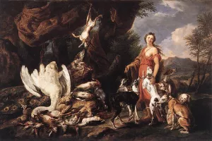 Diana with Her Hunting Dogs Beside Kill by Jan Fyt - Oil Painting Reproduction
