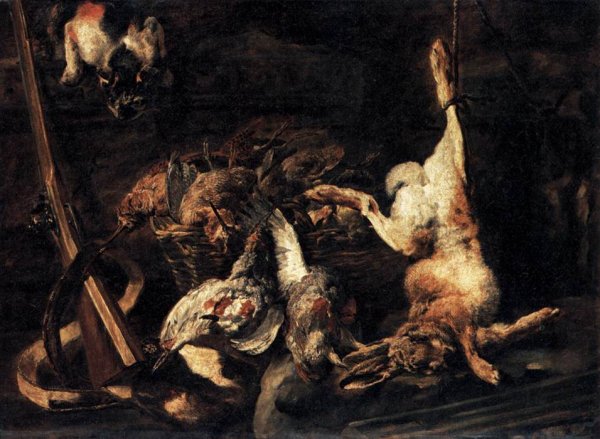 Game and Hunting Gear Discovered by a Cat by Jan Fyt - Hand-Painted Oil Painting Reproduction