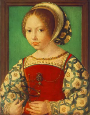 Young Girl with Astronomic Instrument by Jan Gossaert (Mabuse) - Oil Painting Reproduction