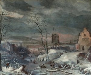 Winter landscape by Jan Griffier Oil Painting