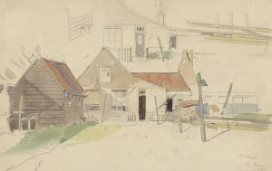 Studies van huizen in de Vinkenbuurt, Amsterdam by Jan H.L. Hanau Oil Painting
