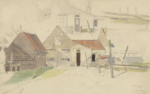 Main Product Photo of Studies van huizen in de Vinkenbuurt, Amsterdam  Painting by Jan H.L. Hanau