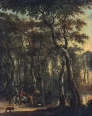 Hunters in the Woods by Jan Hackaert Oil Painting