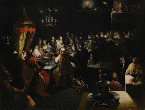 The Feast Of Belshazzar by Jan Harmensz Muller (Follower) Oil Painting