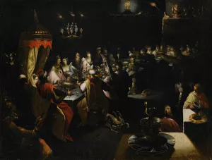 The Feast Of Belshazzar by Jan Harmensz Muller (Follower) Oil Painting