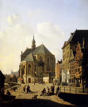 A Capricio View In A Town Oil painting by Jan Hendrik Verheijen
