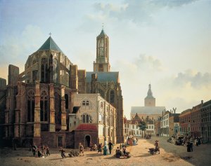 View of the choir and tower of Utrecht Cathedral by Jan Hendrik Verheyen Oil Painting
