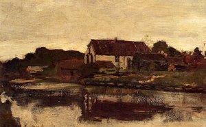 A Farm Near Pont Aven by Jan Hendrik Weissenbruch Oil Painting