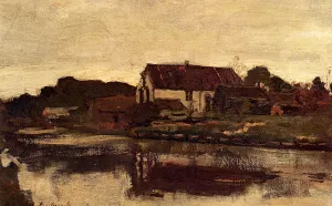 A Farm Near Pont Aven by Jan Hendrik Weissenbruch Oil Painting