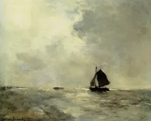 Sailing Boat in Choppy Seas painting by Jan Hendrik Weissenbruch