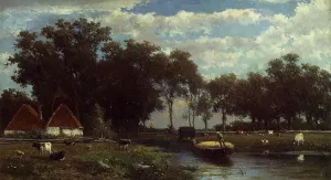 The Hay Bridge painting by Jan Hendrik Weissenbruch